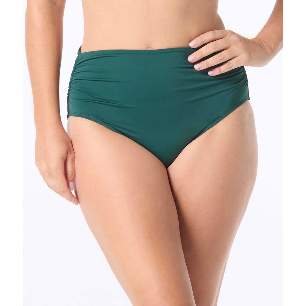 Coco Reef High Waisted Ruched Bikini‎ Bottom Jasper Green Size M NEW